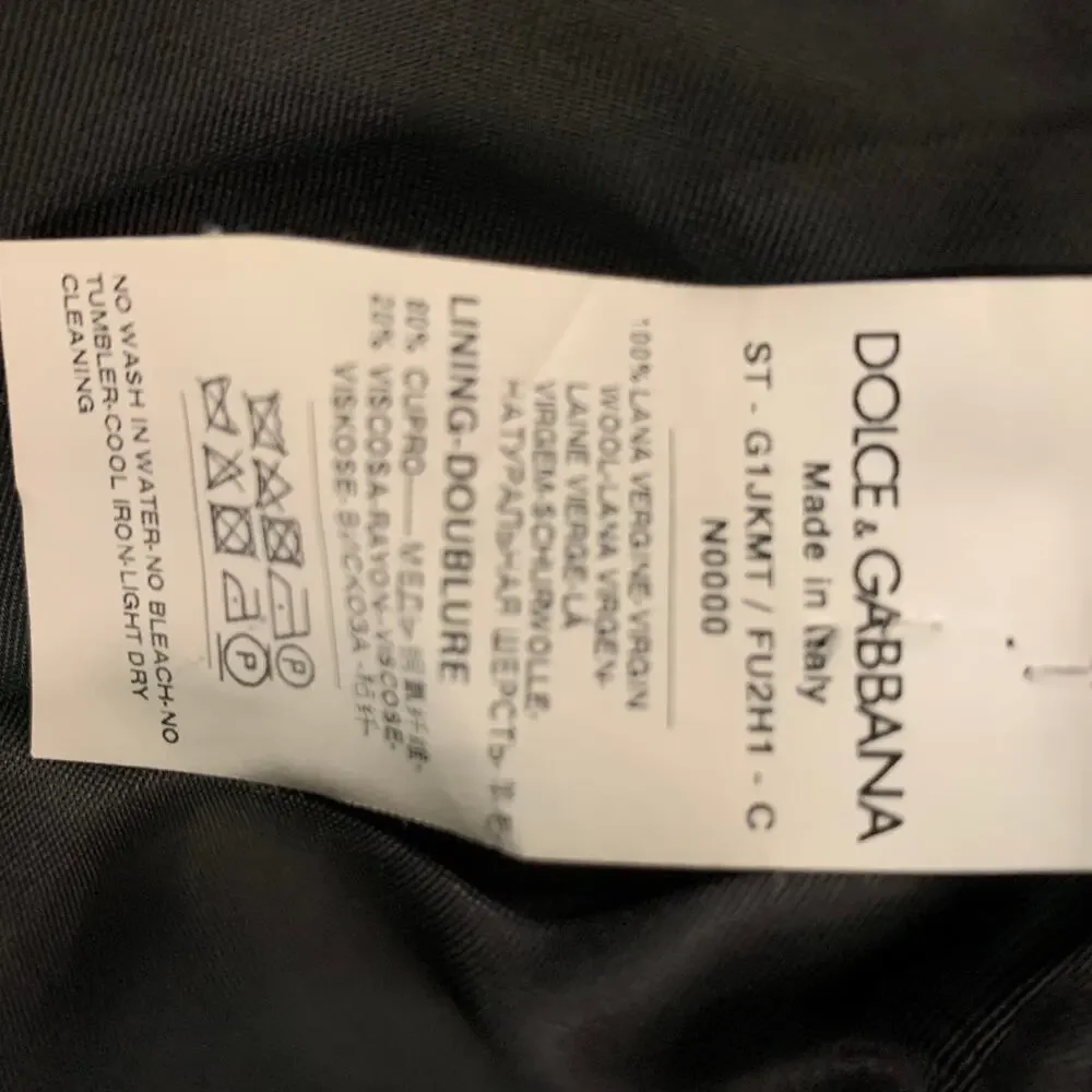 DOLCE & GABBANA Size 46 Solid Wool Buttoned Black Vest